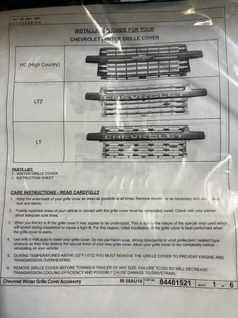 2020 Chevy 3500 winter grille cover 1