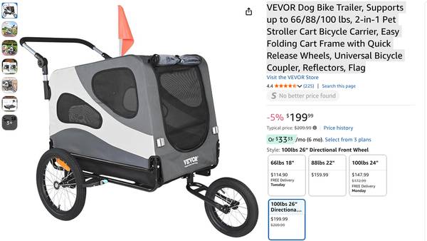 Dog bike trailer - Large 1