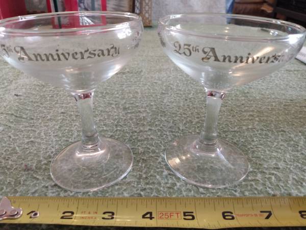 Champagne Glassware 25 Anniversary 2 PCS 1