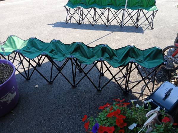 new 6 seat , kids size , bag bench - green canvas 1
