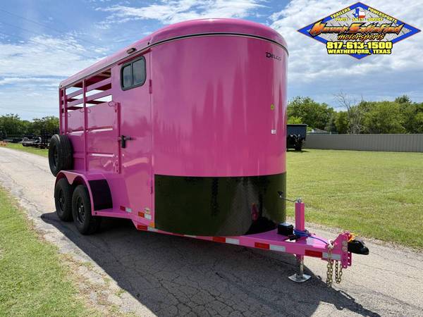 2026 DELCO 2 HORSE BUMPER PULL WITH SPARE PINK 12K-GVWR 1