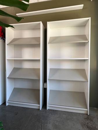 IKEA BILLY Bookcases with BOTTNA Angled Display Shelves - Pair 1