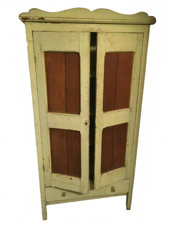 Antique Wood Primitive Country Farmhouse Armoire Cabinet 1