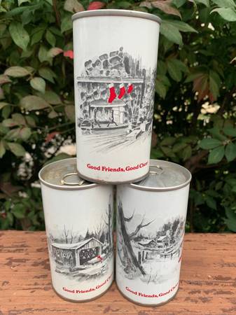 3 IRON CITY DRAFT BEER CANS-GOOD FRIENDS-GOOD CHEER-CHRISTMAS CANS 1