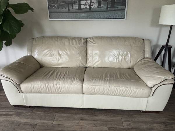 Cream Leather Sofa 1