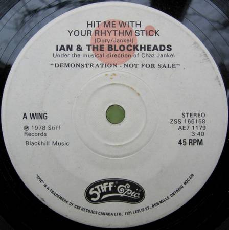 45rpm 7" - Ian Dury And The Blockheads – Hit Me With Your Rhythm Stick 1