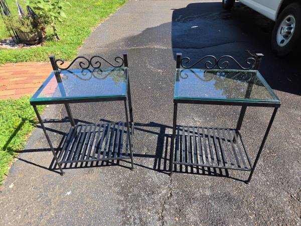 NIGHT STAND /SIDE TABLE  METAL with  GLASS tops 1