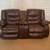 Brown Faux Leather Loveseat Double Recliner 1 thumbnail