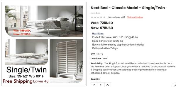 Twin Murphy bed frame 1