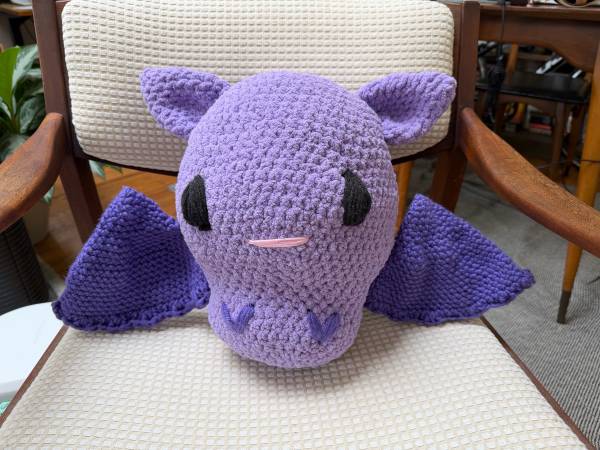 Crocheted purple bat 1