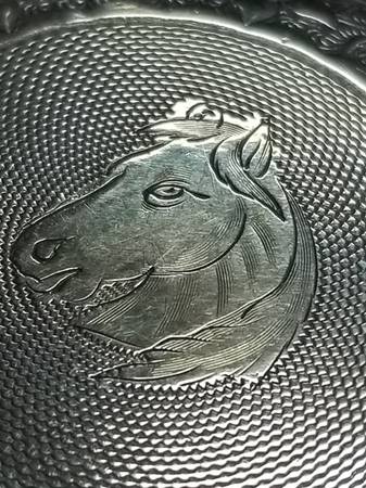 London Old KEY Wind / Set Pocket Watch w/ Horse Engraved +Blue Hours 1