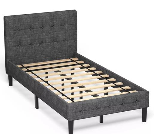 Brand New Twin bed Grey fabric headboard 1