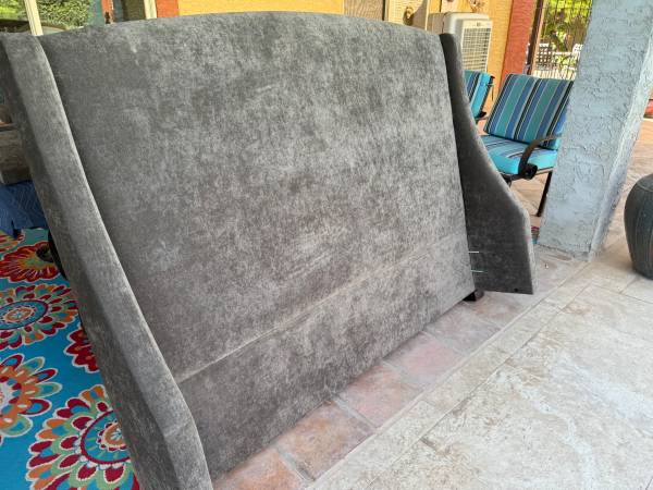 Queen Upholstered Sidewing Headboard and Rails 1