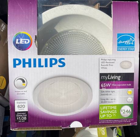 NIB (4) Phillips 6" LED Retrofit Recessed Lights w/ White Trim 1