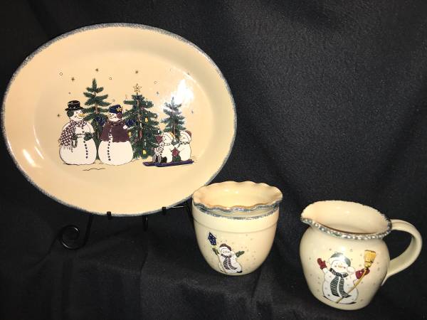 3pc Home and Garden Party SNOWMAN Serving set Christmas 1