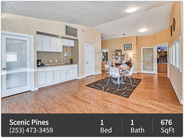 $1,293 / 1br - 676ft2 - Comfortable Affordable 676 SqFt 1 Bed, 1 Bath - Scenic Pines (Tacoma)64031305902721120