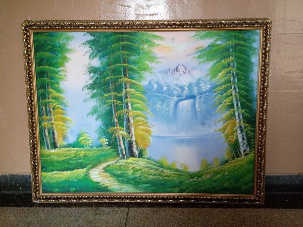 Big Large Nature Oil On Canvas Art Painting Picture In Wooden Frame 1