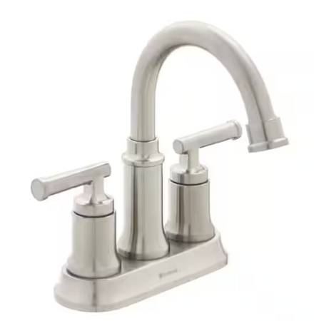 4 in. Centerset Double Handle High-Arc Bathroom Faucet #5233 1