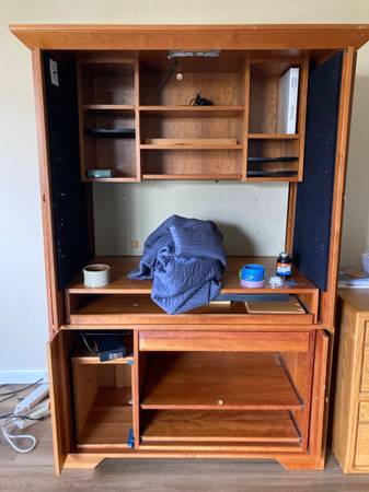 Solid wood computer hutch 1