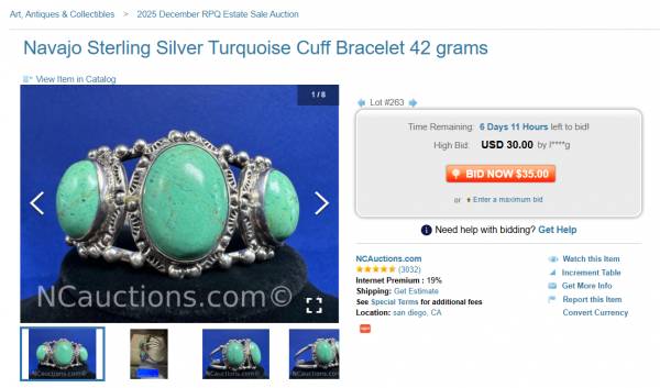 Ending - Sterling Silver Turquoise navajo no reserve NCauctions.com 1