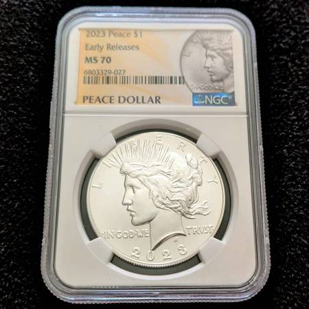 2023 Peace One Dollar pure .999 fine silver NGC graded MS70 $1 coin 1