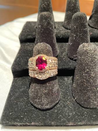 Diamond/Rhodolite Ring Set 1