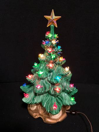 VINTAGE CERAMIC LIGHT UP CHRISTMAS TREE BIRD LIGHTS 1