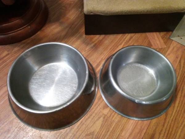 Two Large dog food bowl,s 1