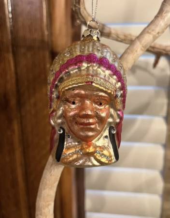 Native American Chief Blown Glass Christmas Ornament 1