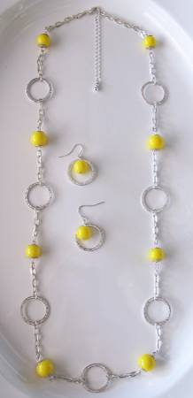 Yellow and Silver Tone Necklace Earring Set - $5 (Warwick West)63471290599171120