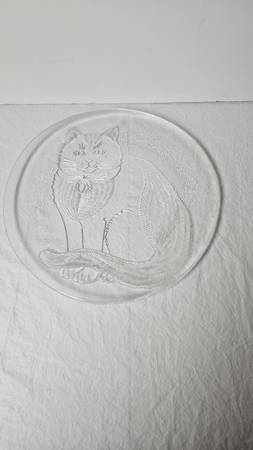 Adorable Glass Cat Cookie Dish Platter 1
