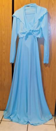 Vintage Light Blue Prom/Formal/Maxi Dress with Hooded Jacket - 1972 1