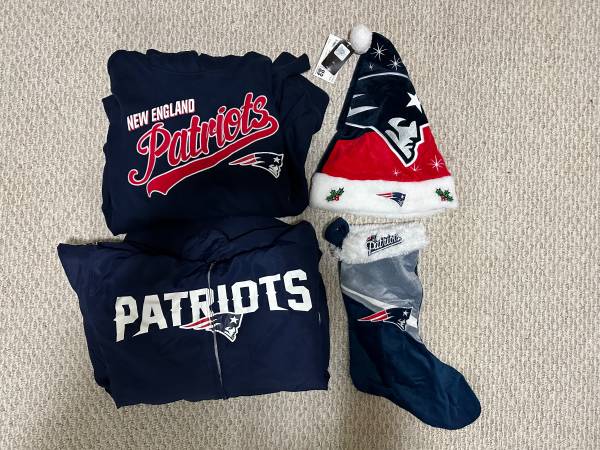 Patriots holiday bundle hat stocking sweatshirt reversible jacket 1