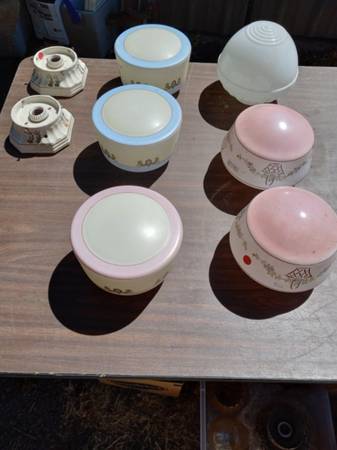 Schoolhouse light fixtures and globes 1930s era 1