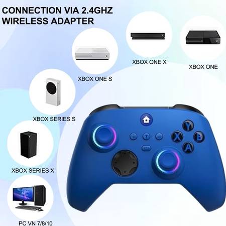 Blue Microsoft Xbox One, Xbox Series X/S, and PC Wireless Controller 1