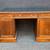 BEAUTIFUL ANTIQUE PARTNERS DESK WITH BRASS PULLS & LEATHER TOP. 2 thumbnail