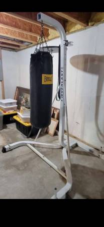 Punching bag with dual station stand 1