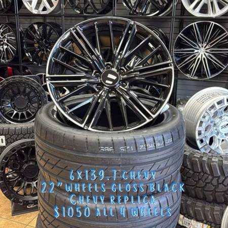 6X I CHEVY 22" WHEELS CLOSSBLACK CHEVY REPLICAV $1050 ALU9 WAGELS 1
