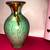 Vintage vase mid-century red clay pottery art turquoise teal acqua blue gold rim 6 thumbnail