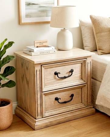 White Washed Solid Wood Nightstand 1