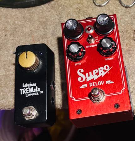 Delay pedal/ tremolo effects pedals guitar supro - musical