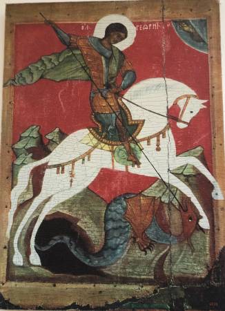 Novgorod School Icon “Saint George and the Dragon" 1