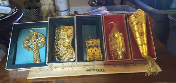 5- 24K Gold Plated Christmas Ornaments 1