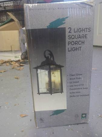 Porch light. Black finish Square clear glass with 2 lights 1