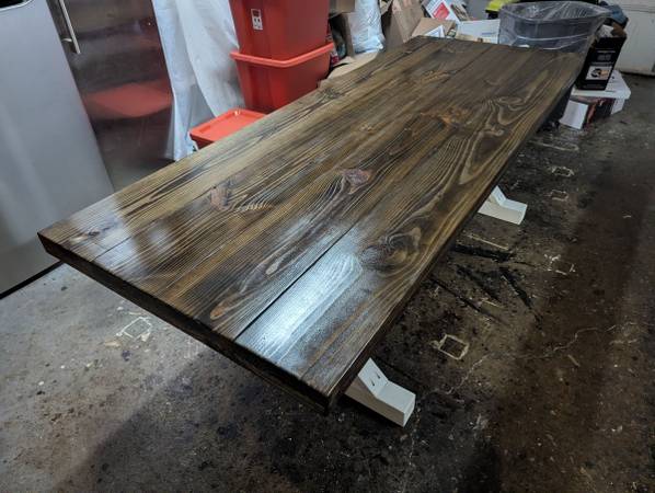 Beautiful 8-ft Handmade Table — Dark Walnut Top, White Base 1