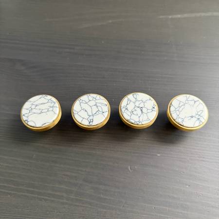 Handmade Gold Drawer Pulls with White Marbling 1
