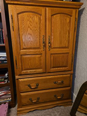 Solid Oak Armoire and King Head/foot board 1