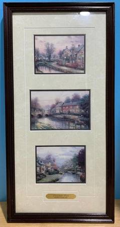 Thomas Kinkade Portfolio Editions Lamplight Lane Framed Matted Glass 1