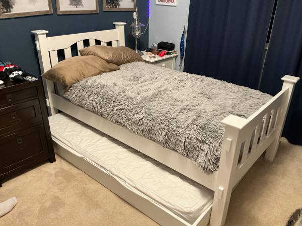Pottery Barn Twin Bed with Trundle and Night Table 1