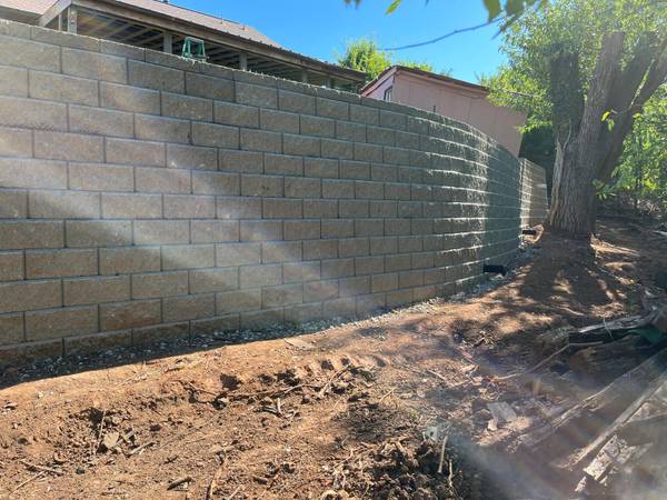 Retaining wall, patios, fire pit. 1